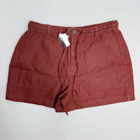 Madewell 100% Linen Pull-On Drawstring Shorts Henna Size Medium NWT - Picture 2 of 7